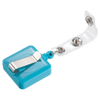 Portable Square ABS ID Card Holder Retractable Badge Reel with Clear Vinyl Strap Belt Clip
