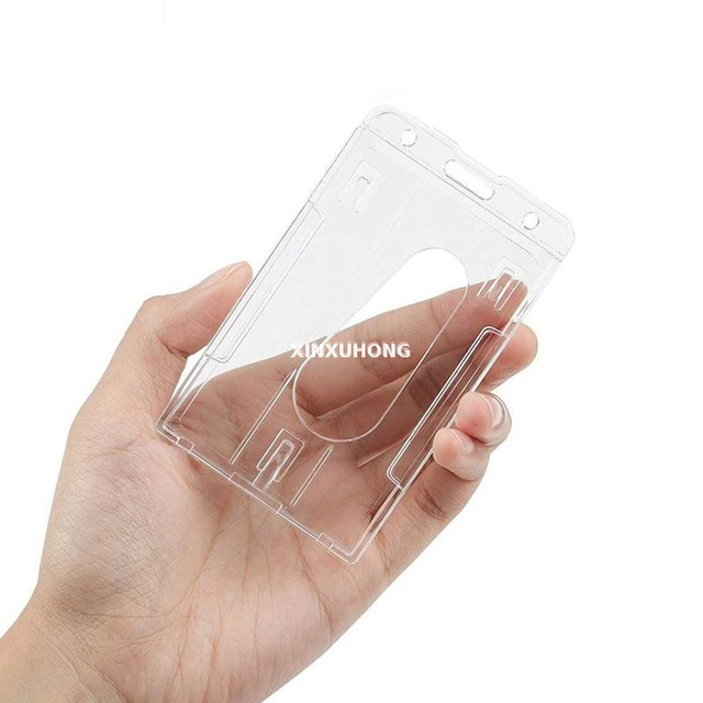 11.5*6.5CM Transparent Waterproof PS PC Vertical Hard Name Card ID Badge Card Holder for Office School