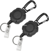 Retractable Carabiner Badge Holder Outdoor Hiking Backpack Keychain Plastic Badge Reel with Steel Cable Key Ring