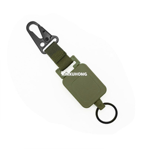 Tactical Retractable Steel Wire Keychain Work ID Badge Holder Key Clash Hook Carabiner Hanging Belt Clip Travel Hiking Backpack