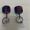 Rainbow Mini Square Metal Retractable Keychain Badge Holder