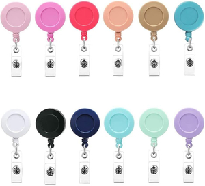 OEM 32mm 360 Rotation Retractable Keychain Badge Holder Round ABS Retractable Badge Reel Alligator Clip with PVC Strap