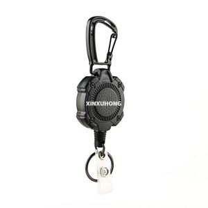 Retractable Carabiner Badge Holder Outdoor Hiking Backpack Keychain Plastic Badge Reel with Steel Cable Key Ring