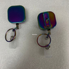 Rainbow Mini Square Metal Retractable Keychain Badge Holder