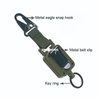 Tactical Retractable Steel Wire Keychain Work ID Badge Holder Key Clash Hook Carabiner Hanging Belt Clip Travel Hiking Backpack