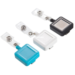 Portable Square ABS ID Card Holder Retractable Badge Reel with Clear Vinyl Strap Belt Clip