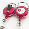 3.5cm Pink Rotatable Plastic Retractable Badge Reels Sublimation Badge Reel Blank Retractable Keychain Badge Holder