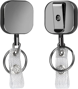 Retractable Badge Holder With Steel Cord Badge Holder With Key Ring For Business Card Key Chain