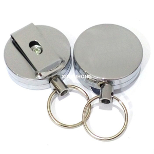 4cm Sliver Round Retractable Key Chain ID Badge Reel