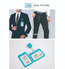Portable Square ABS ID Card Holder Retractable Badge Reel with Clear Vinyl Strap Belt Clip