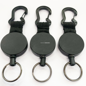 Custom Outdoor Mountaineering Telescopic Retractable Carabiner Badge Holder for Double-Sided Flat Key Chain Badge Reel
