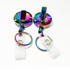 Heavy Duty Rainbow Round Metal Retractable Office Badge Holder Reel for Name Card Keychain
