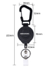 Heavy Duty Key Carabiner Badge Holder Tactical ID Badge Reel with Retractable Keychain Steel Cord Work ID Badge Holder