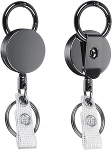 ​New Design Black Rotated ID Card Badge Holder Reels with Clip Office School Retractable Lanyard Badge Holder