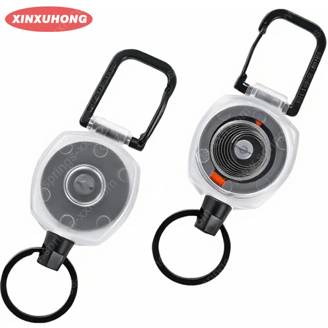 Outdoor Plastic Clear Case Retractable Keychain Heavy Duty Badge Reel Holder 31.5 Inch Orange Nylon Rope with Carabiner