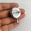 M-022 3CM Silver Black Brooch Fixed Metal YOYO Easy-Pull Button Badge Scroll Retractable Office Supplies