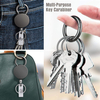M-023 Heavy Duty Metal Retractable Badge Holder Reel with Belt Clip Key Ring And Carabiner Key Chain Rings 31 Inches Wire Rope