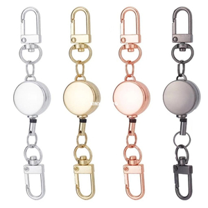 M-033 2CM Silver Rose Golden Metal Retractable Badge Holders with Carabiner Reel Clip