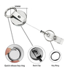 M-032 Silver Metal Retractable Badge Reel Holder ID Badge Holder with Belt Clip Key Ring for Name Card Keychain