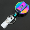 M-015 4CM Gradient Rainbow Color Round YOYO Metal ID Badge Scroll Clip Metal Belt Clip Keychain