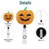 Halloween Glitter Pumpkin Felt Acrylic Patch Retractable Badge Holder ID Buckle Nurse Badge Reel with 360° Rotating Clip