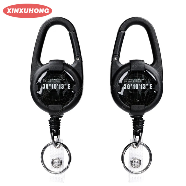 XXH-P078 Outdoor Badge Reel Colorful ABS Badge ID Holder Retractable Carabiner Easy To Pull Key Chain with PVC Belt Clip