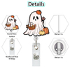 Acrylic Boo Boo Crew Halloween Magic Hat Ghost Skull Medical ID Card Holder Retractable Badge Reel Clip with 360° Rotating Clip