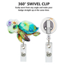 New Acrylic Colorful Sea Turtle Marine Animal ID Card Holder Retractable Badge Roll Holder with 360° Rotating Back Clip