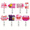 Acrylic Valentine's Day Plastic Retractable Badge Reel ID Card Holder for Teachers And Nurses ID Accessories