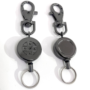 M-020 3CM Electroplating Gray Cross Sign Metal Badge Reel with 19.11 in Nylon Rope Retractable Badge Holder with Keychain