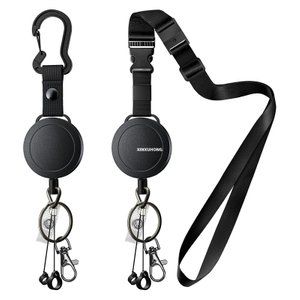 P-050 4.2CM Black Badge Polyester Lanyard ID Clip Yo-Yo Retractable Badge Reel Attached to E-Cigarette/Ballpoint Pen