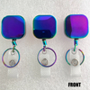 M-017 3CM Gradient Rainbow Color Square Heavy Duty Metal ID Badge Scroll Clip Metal Belt Clip Keychain