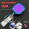 Rainbow Mini Square Metal Retractable Keychain Badge Holder Heavy Duty Tactical ID Reel Pass Key Holder Retract Badge Reel