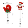 High Quality Christmas Acrylic Glitter Snowman Christmas Tree Socks Gloves Retractable Badge Reel Holder ID Buckle