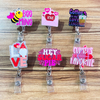 Acrylic Valentine's Day Plastic Retractable Badge Reel ID Card Holder for Teachers And Nurses ID Accessories
