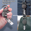 M-031 Heavy Duty 4CM Round Retractable Reel Key Chain Outdoor Stainless Steel Key Chain Fishing Badge Holder
