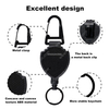 XXH-P044 Extendable Keychain Multitool Carabiner Key Holder with Steel Wire Cord Retractable Shield Badge Key Reel for Camping