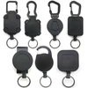 P-053 ABS plastic black 4CM square telescopic strong buckle anti-lost and anti-theft retractable easy-to-pull keychain