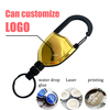 M-013 Shield Shape Red Blue Yellow Retractable Portable Recycling Magnetic Metal Badge Reel Holder with Carabiner Keychain