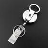 M-032 Silver Metal Retractable Badge Reel Holder ID Badge Holder with Belt Clip Key Ring for Name Card Keychain