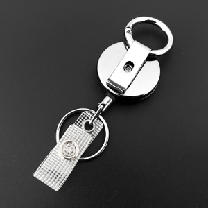 M-032 Silver Metal Retractable Badge Reel Holder ID Badge Holder with Belt Clip Key Ring for Name Card Keychain