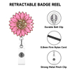 Acrylic Glitter Sequins Seven Color Sunflower Retractable Badge Reel with Rotating Crocodile Back Clip Nurse Badge Holder