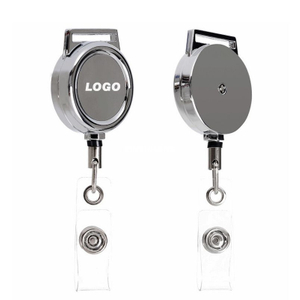 M-019 3CM Custom Logo Retractable Metal Badge Reels Holder with Lanyard for Name Card Holder
