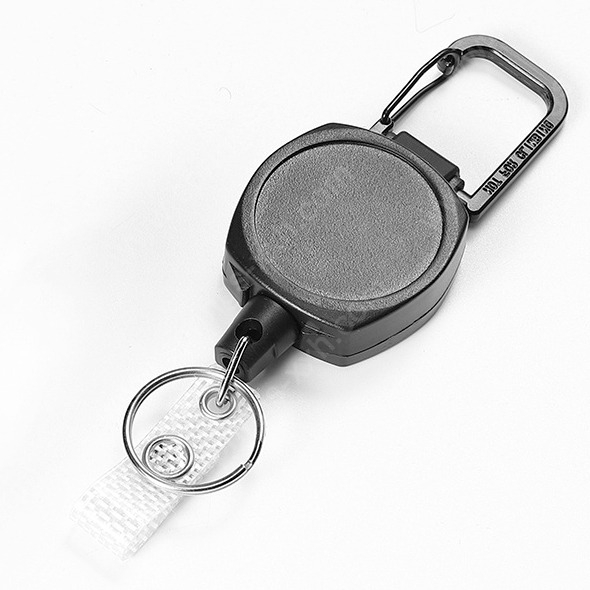 P-090 4CM Plastic Heavy Duty Badge Reel Holder Retractable Keychain 25.6 Inch Steel Wire Cord with ID Badge Clip Metal Carabiner