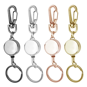 M-019 2CM Round Metal Rose Gold Gun Gray Silver Gold Telescopic Badge Scroll Keychain Mini Easy-pull Buckle