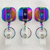 M-017 3CM Gradient Rainbow Color Square Heavy Duty Metal ID Badge Scroll Clip Metal Belt Clip Keychain