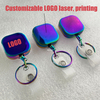 M-017 3CM Gradient Rainbow Color Square Heavy Duty Metal ID Badge Scroll Clip Metal Belt Clip Keychain