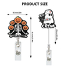 Acrylic Boo Boo Crew Halloween Magic Hat Ghost Skull Medical ID Card Holder Retractable Badge Reel Clip with 360° Rotating Clip