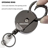 M-031 Heavy Duty 4CM Round Retractable Reel Key Chain Outdoor Stainless Steel Key Chain Fishing Badge Holder