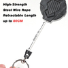 XXH-P079 Outdoor 46mm Heavy Duty Carbon Fibre Retractable Badge Reels Holder Clip Keychain with Retract Bottle Opener Carabiner